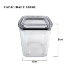 Kit Potes Herméticos Acrílico Cristal 200ml Empilháveis | Organizador de Alimentos com Vedação Premium