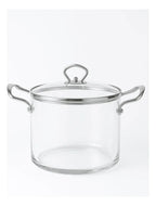 Panela de Vidro Borossilicato 2,5L com Tampa e Alças de Aço Inox