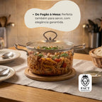 Panela de Vidro Borossilicato 2,5L com Tampa e Alças de Aço Inox