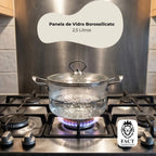 Panela de Vidro Borossilicato 2,5L com Tampa e Alças de Aço Inox