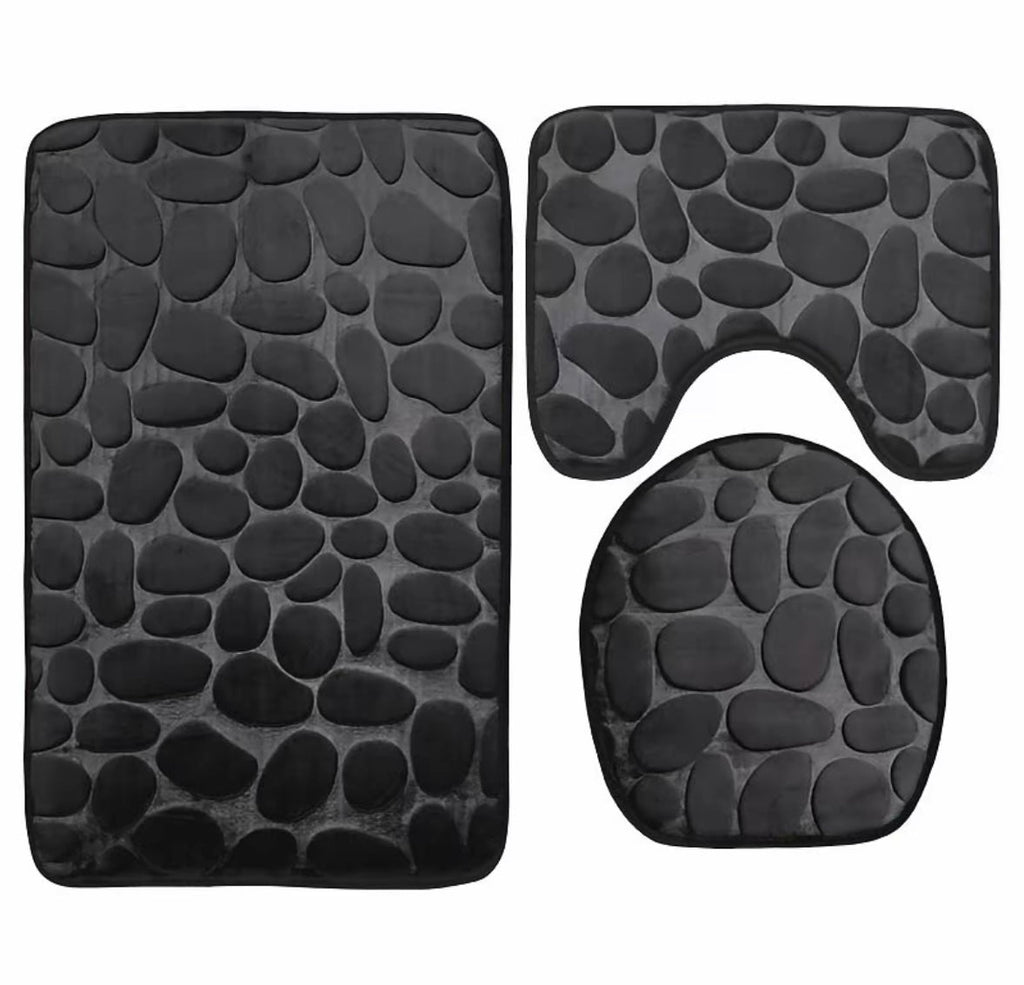 Kit Tapete de Banheiro 3 Peças Memory Foam – Textura 3D | Várias Cores