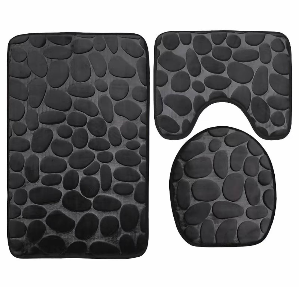 Kit Tapete de Banheiro 3 Peças Memory Foam – Textura 3D | Várias Cores