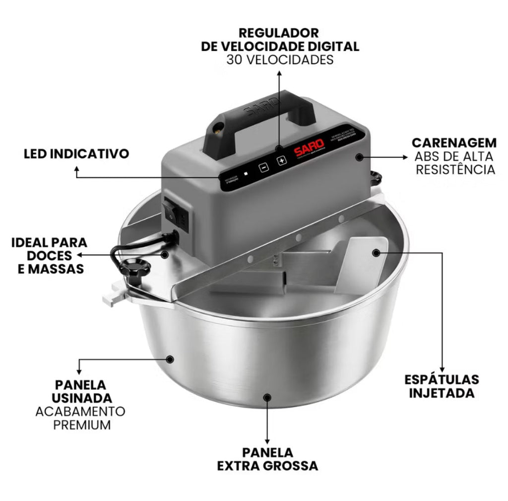 Misturador Gastronômico Saro Inox 30 Velocidades