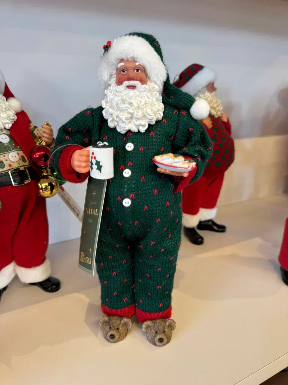 Papai Noel de Pijama - Verde 28cm Colecionável- Pré venda