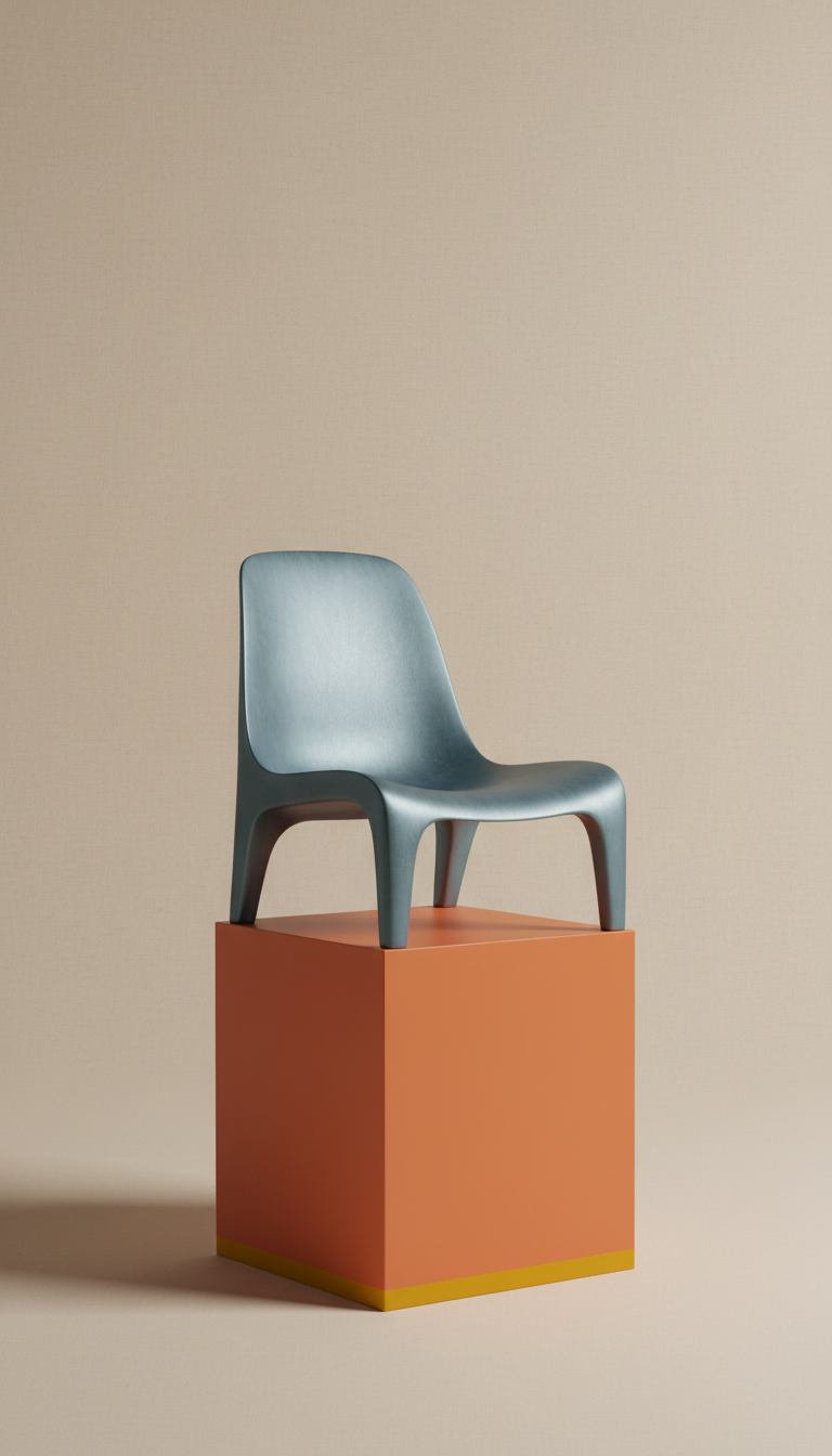 Brushed Metal Sculptural Chair