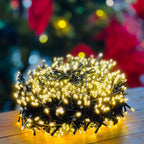 Pisca-pisca 1000 Leds Fio Verde Com Strobo - Bivolt Branco Quente 20m
