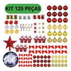 Kit 125 Enfeites Para Árvores De Natal Pendentes Bolinha Pisca Pisca Led