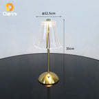 Luminária Retrô de Mesa LED Recarregável com Cúpula Transparente e Controle por Toque Dourada