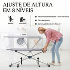 Tábua de Passar Roupas 360° Premium – Giratória, Face Dupla, 8 Níveis de Altura e Máxima Praticidade