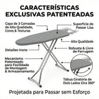 Tábua de Passar Roupas 360° Premium – Giratória, Face Dupla, 8 Níveis de Altura e Máxima Praticidade