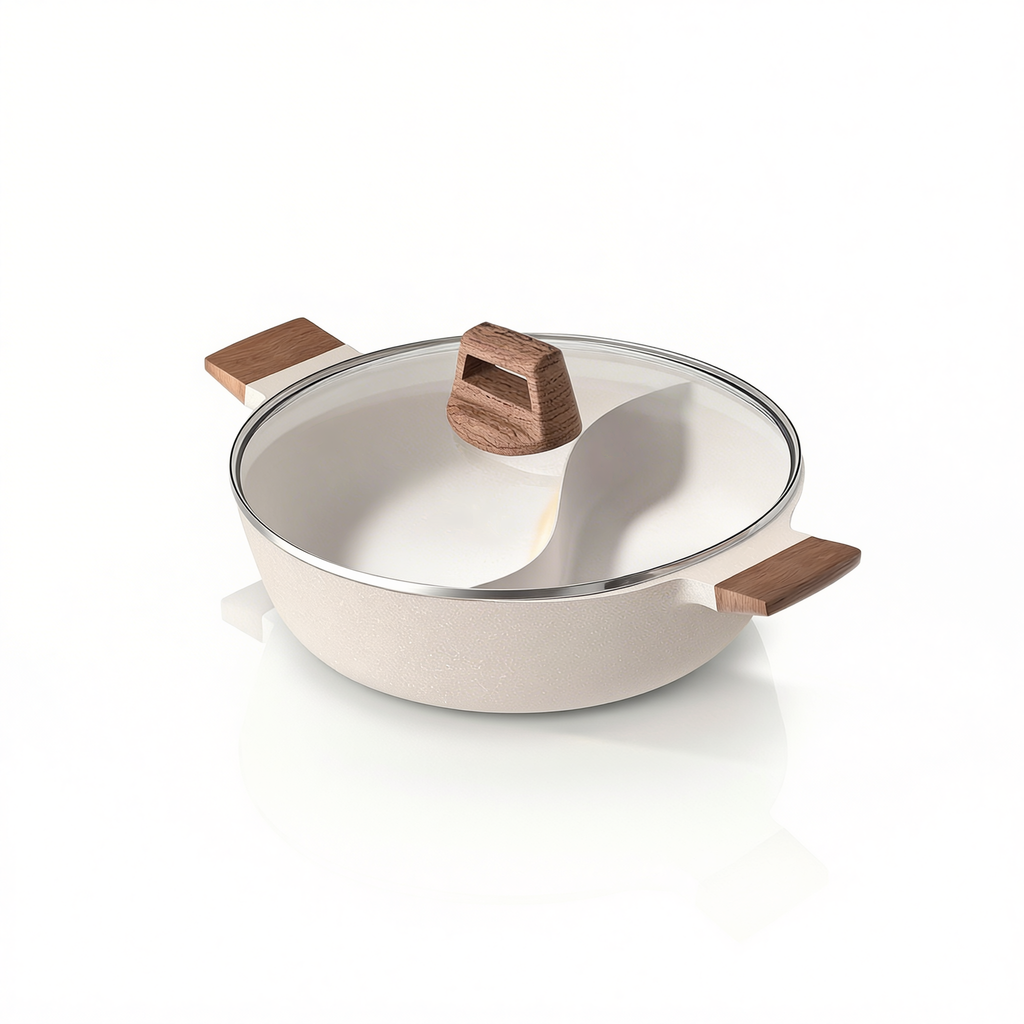 Panela Dupla Divisória Antiaderente + Kit Utensílios em Silicone