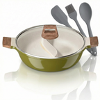 Panela Dupla Divisória Antiaderente + Kit Utensílios em Silicone