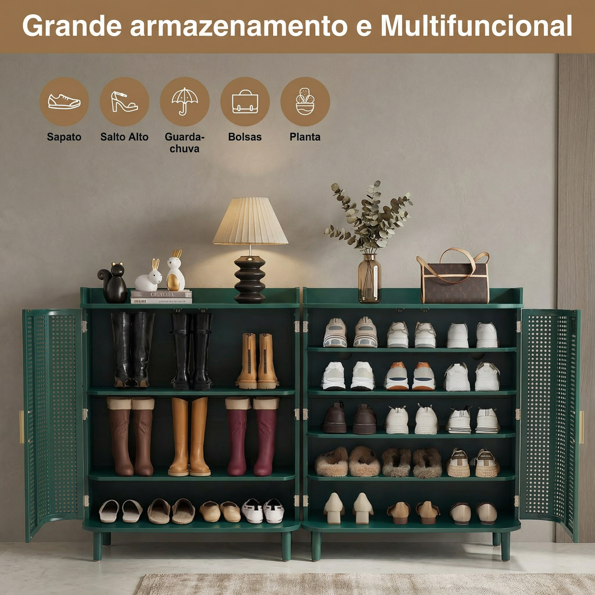 Sapateira Compacta Rattan Respirável