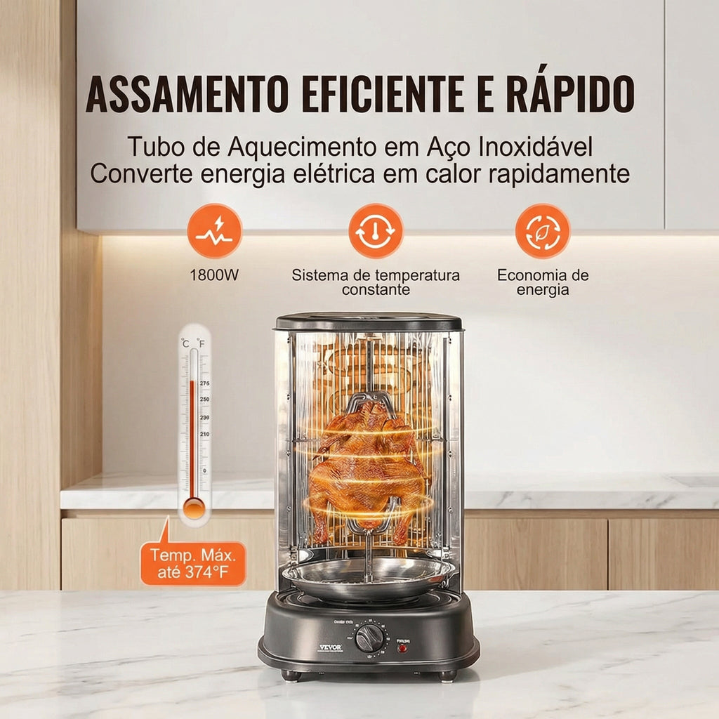 Grill Vertical Elétrico Giratório