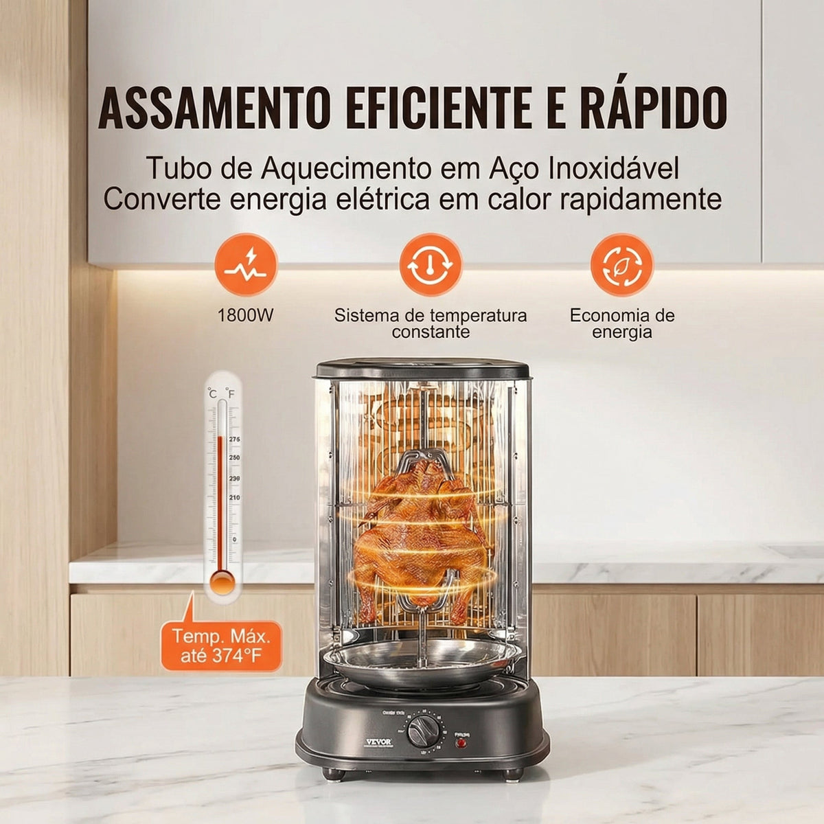 Grill Vertical Elétrico Giratório