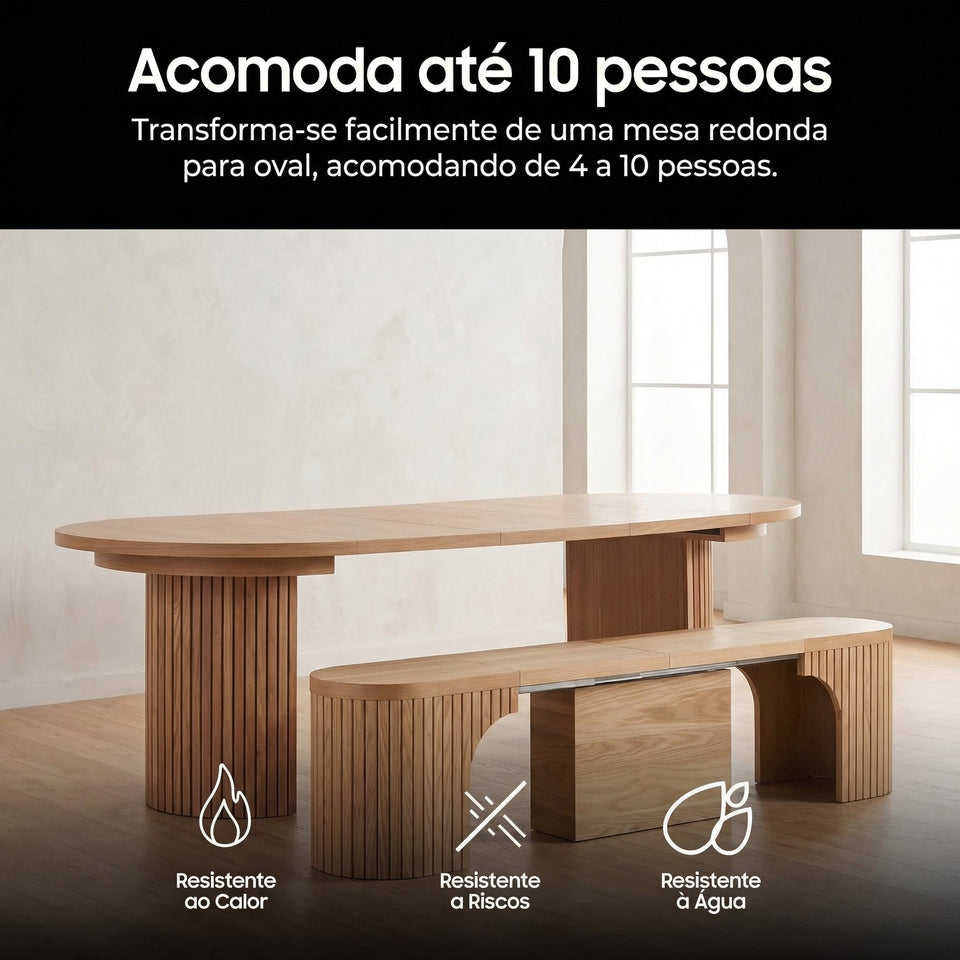 Mesa Expansível Oval Adapt em MDF
