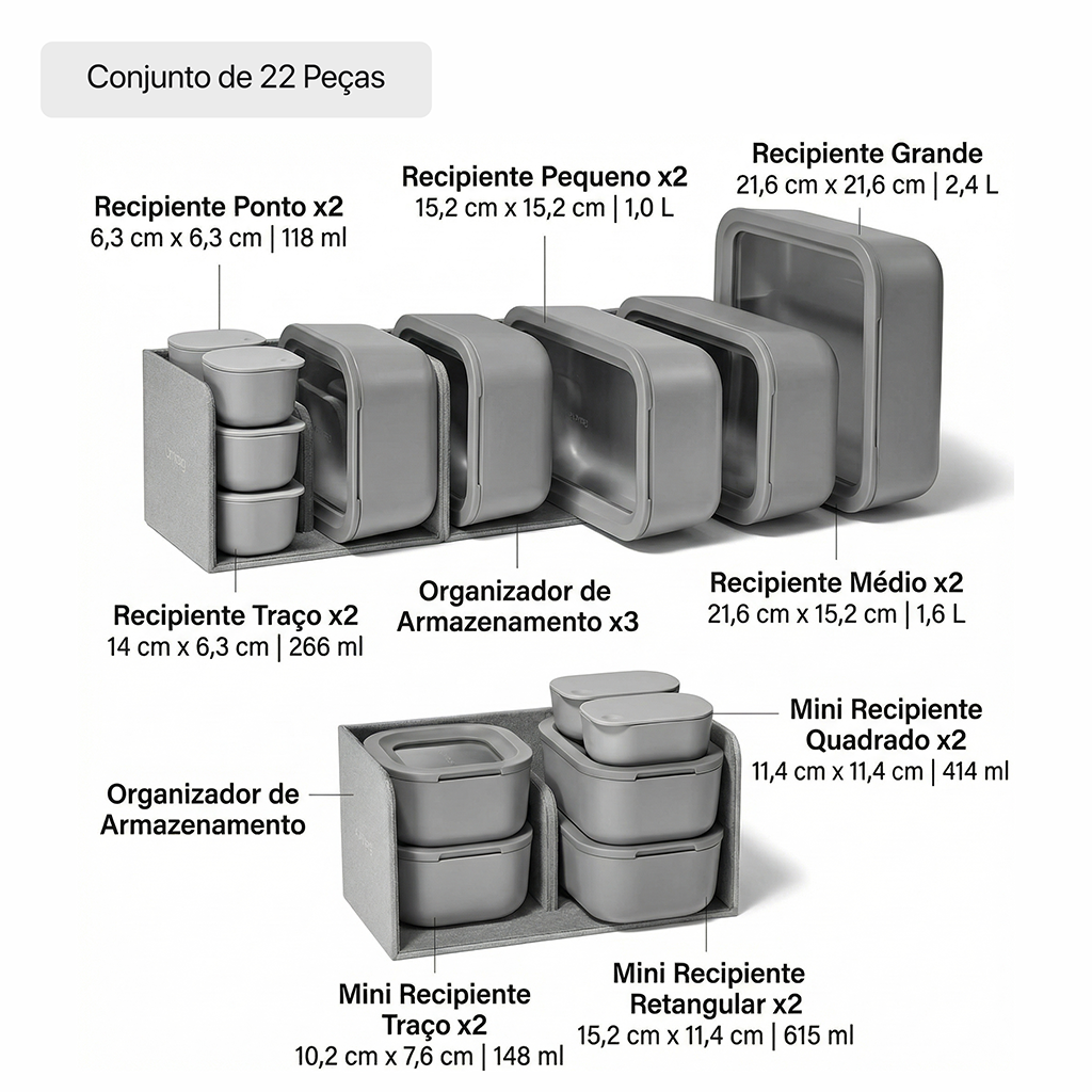 Conjunto de Potes de Armazenamento Air Release
