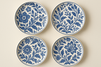Conjunto 6 Pratos Decorativos Botânicos Azul - Cerâmica Artística