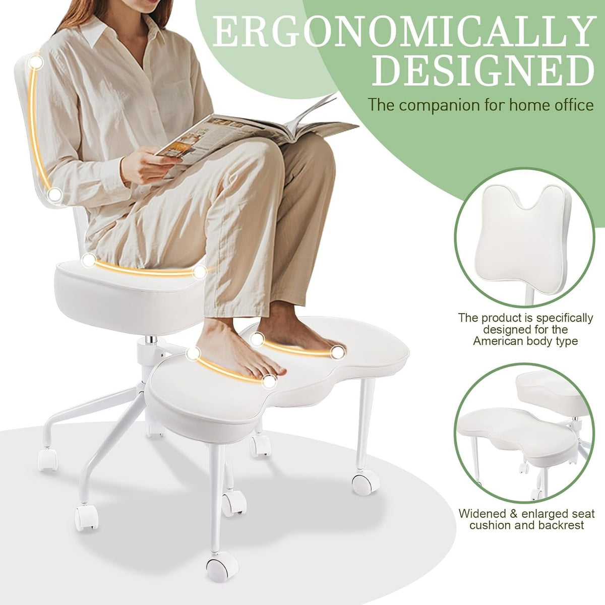 Cadeira ergonômica com pernas cruzadas para escritório em casa