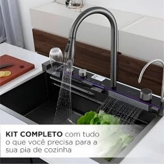 Cuba Gourmet com LED – Pia Multifuncional Completa para Cozinha, Inox e Design Moderno